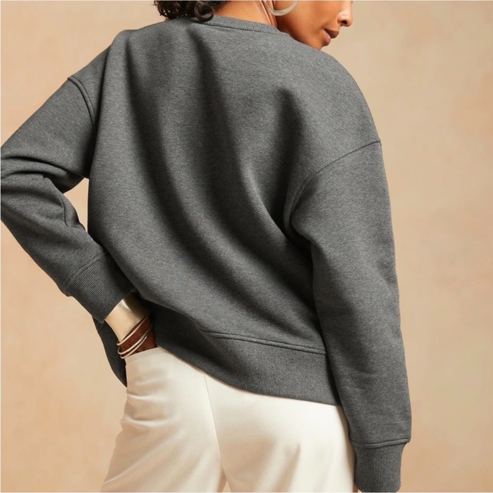 NWT BANANA REPUBLIC FLEECE - DOLMAN DROP SHOULDER W RIB NECK DETAIL MID WEIGHT - Picture 12 of 16